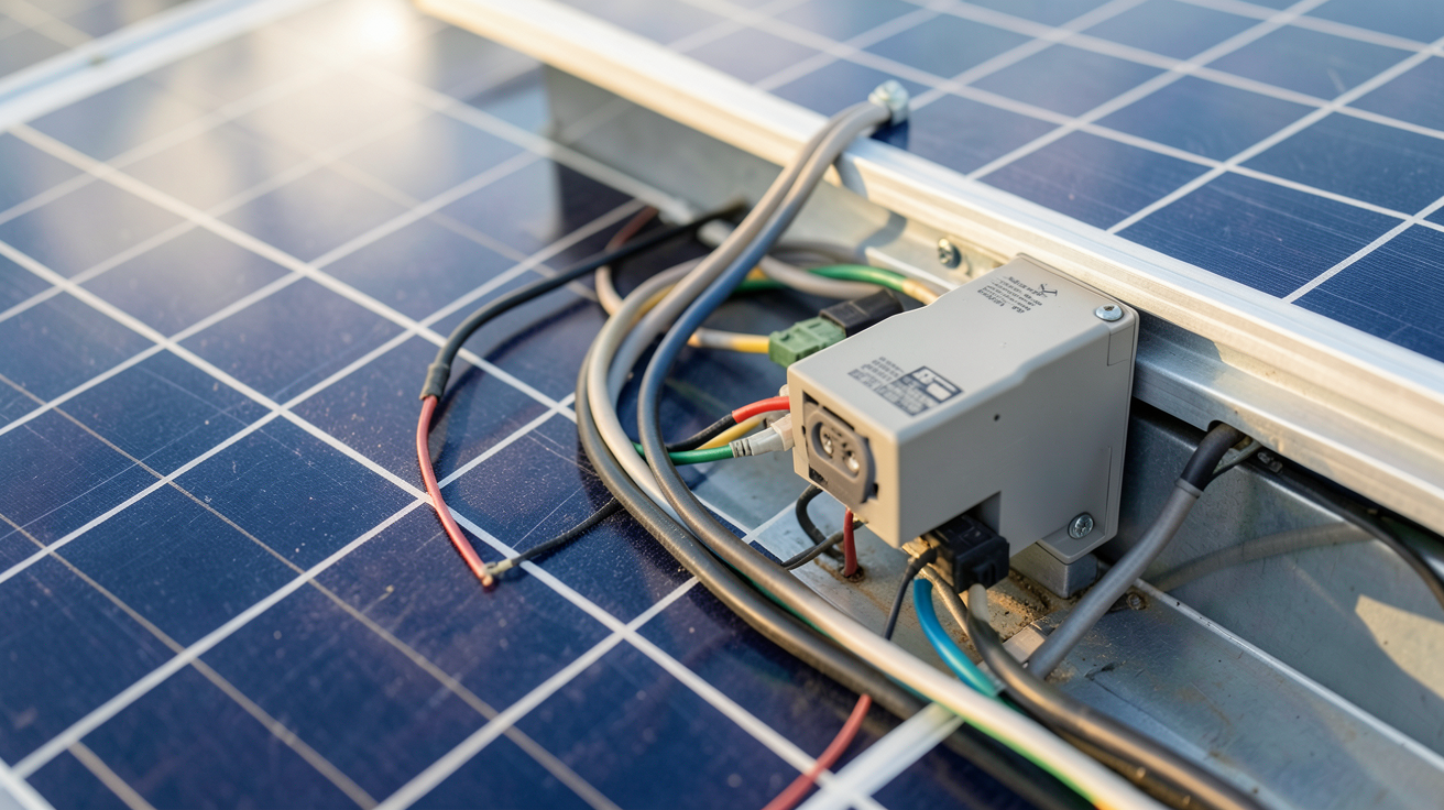 panneaux photovoltaïques avec onduleur intégré montrant le fonctionnement technique du micro-onduleur