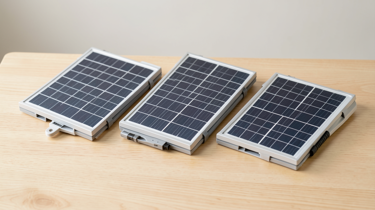 panneaux photovoltaïques portable montrant trois types différents de panneaux solaires portables