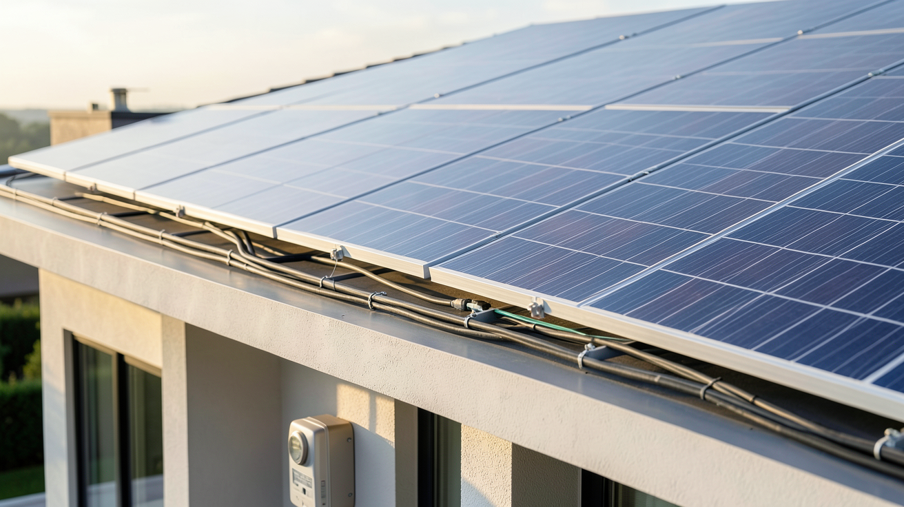panneaux photovoltaïques puissance maximum installés sur une maison avec compteur électrique