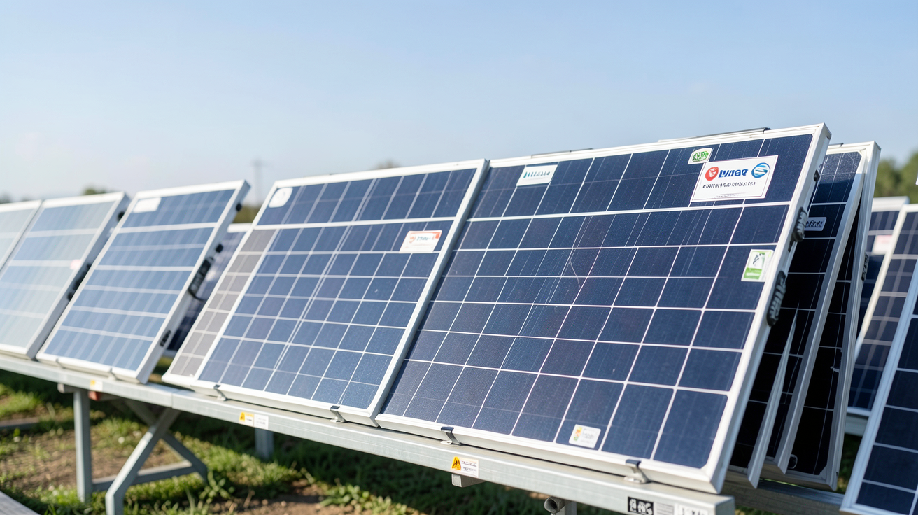 panneaux photovoltaïques de différentes marques exposés en extérieur pour un comparatif 2026