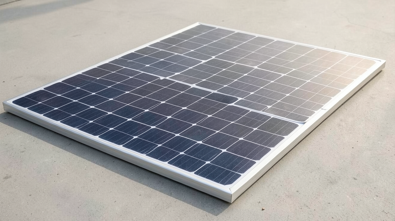 panneaux photovoltaïques souples déployés sur une surface plane, montrant la technologie des cellules flexibles et les matériaux innovants