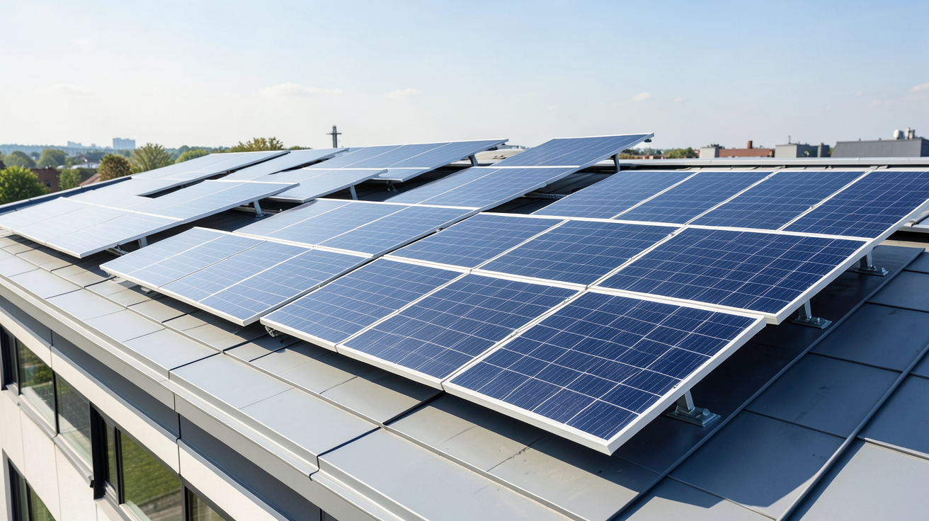 panneaux photovoltaïques systovi alternatives françaises et européennes montés sur un toit résidentiel, aperçu détaillé