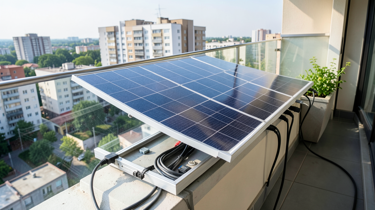 panneaux solaire a installer soi meme kit solaire plug and play installé sur un balcon urbain