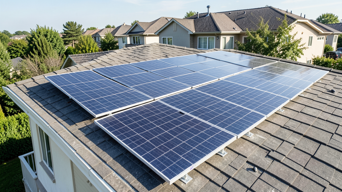 panneaux solaire a installer soi meme kit solaire sur toit résidentiel produisant jusqu'à 60% de la consommation