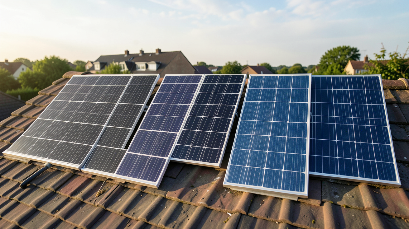 panneaux solaire différents types de panneaux solaires exposés sur un toit résidentiel