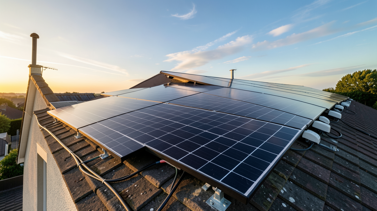 panneaux solaires 2022 installation photovoltaïque sur toit de maison en France avec chiffres clés du secteur