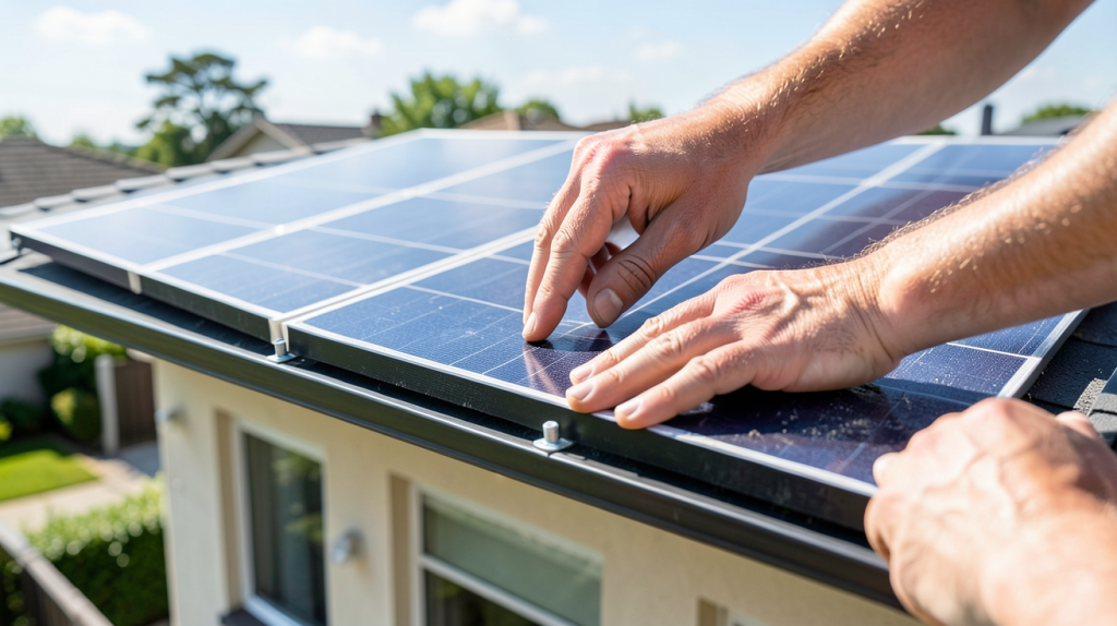 panneaux solaires à installer soi même sur le toit d'une maison sous un soleil radieux