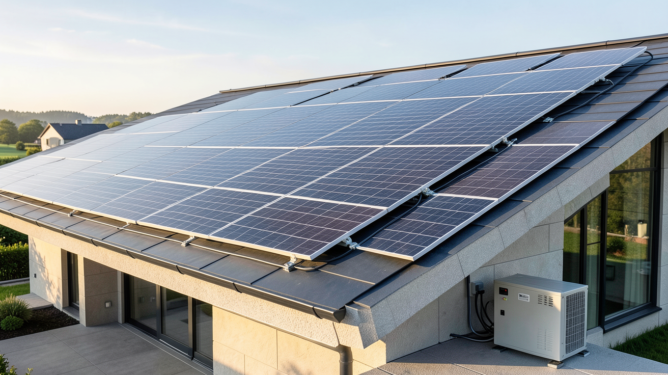 panneaux solaires batterie fonctionnement installation maison moderne