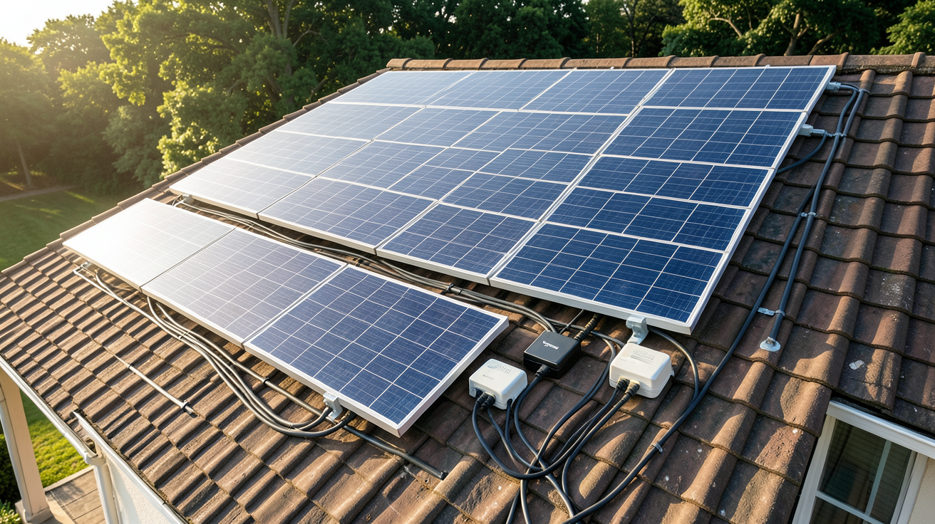 panneaux solaires sur toit de maison pour un dimensionnement de 6kWc