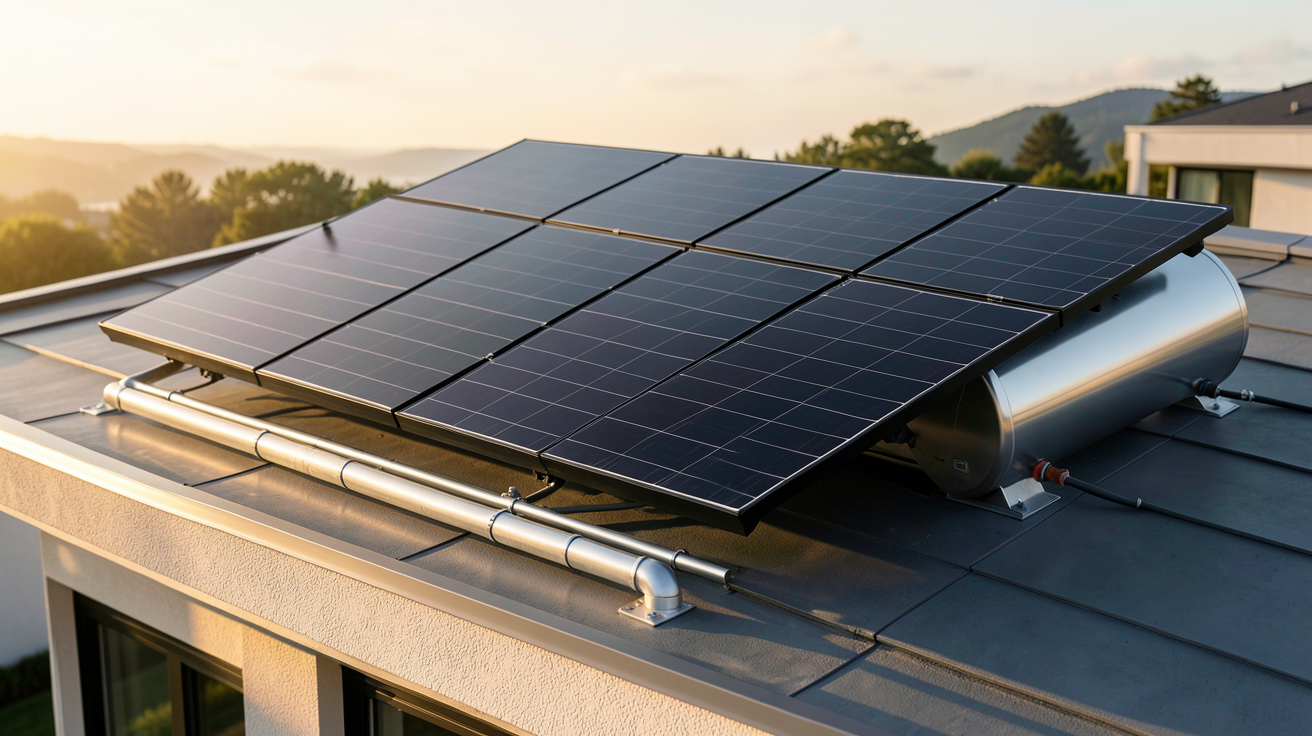 panneaux solaires eau chaude sanitaire prix chauffe-eau solaire individuel installé sur un toit de maison moderne en 2026