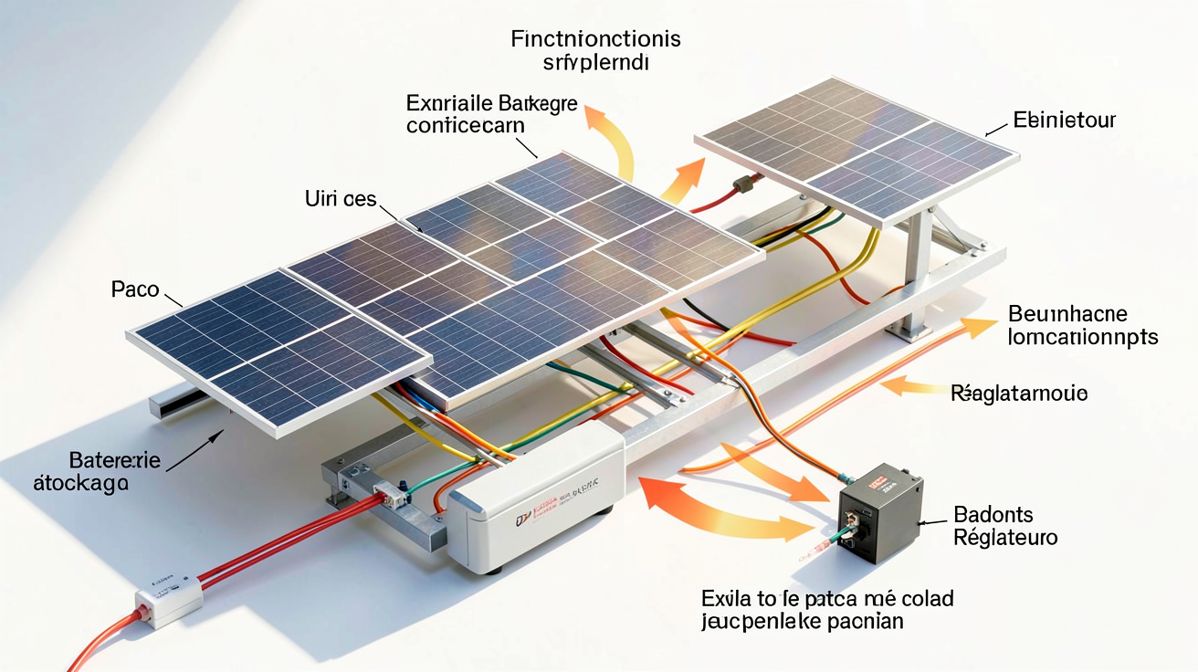 panneaux solaires et batterie : schéma explicatif du fonctionnement d'une installation solaire avec stockage