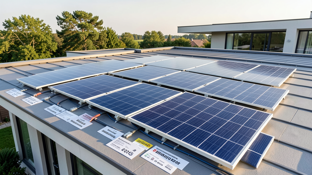 panneaux solaires et photovoltaiques disposés sur un toit pour un comparatif des modèles en 2025