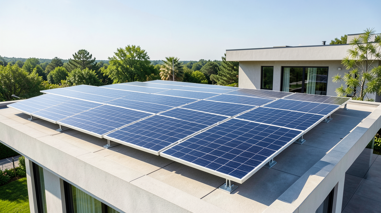 panneaux solaires hybrides prix illustrés par une installation solaire moderne sur un toit résidentiel