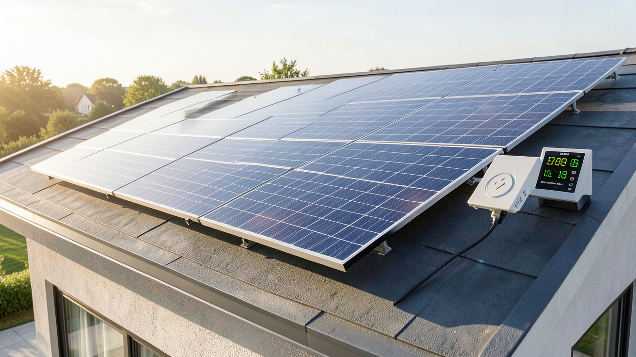 panneaux solaires hybrides sur un toit de maison moderne affichant leur rendement en électricité et chaleur
