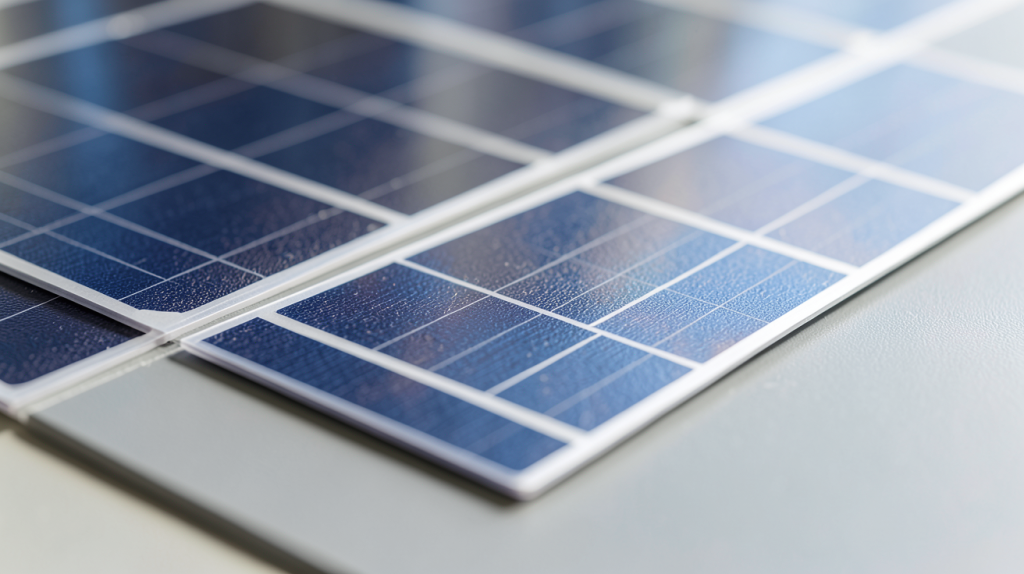 panneaux solaires imprimables flexibles et ultra-fins sur une surface technologique.