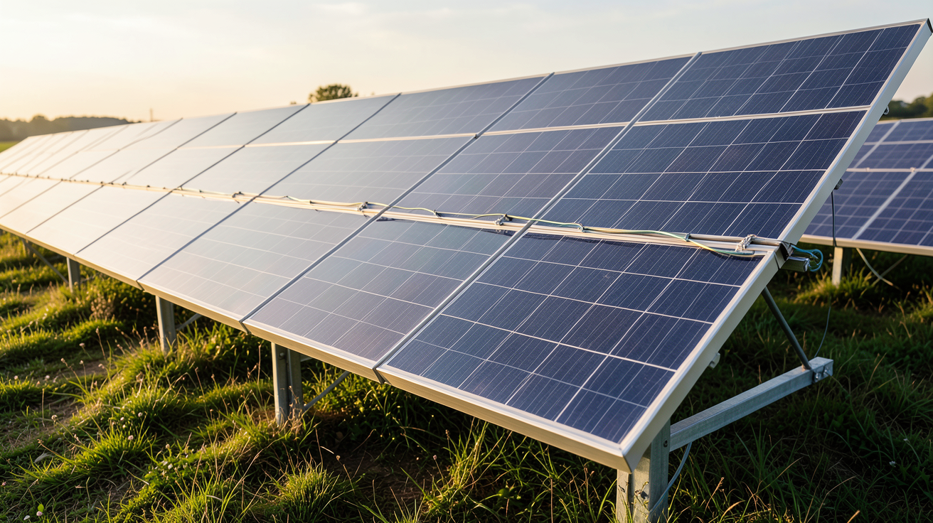 panneaux solaires nouvelle génération bifaciaux installés sur un champ ensoleillé