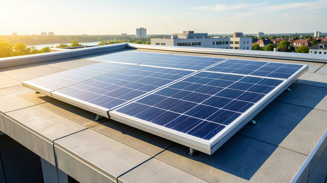 panneaux solaires nouvelle génération utilisant la technologie pérovskite et tandem pérovskite-silicium installés sur un toit moderne