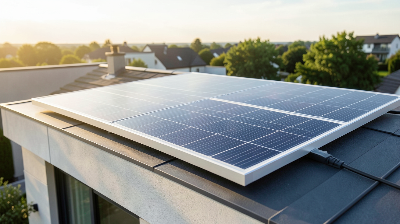 panneaux solaires nouvelle génération de type TOPCon, HJT ou back-contact installés sur un toit résidentiel moderne