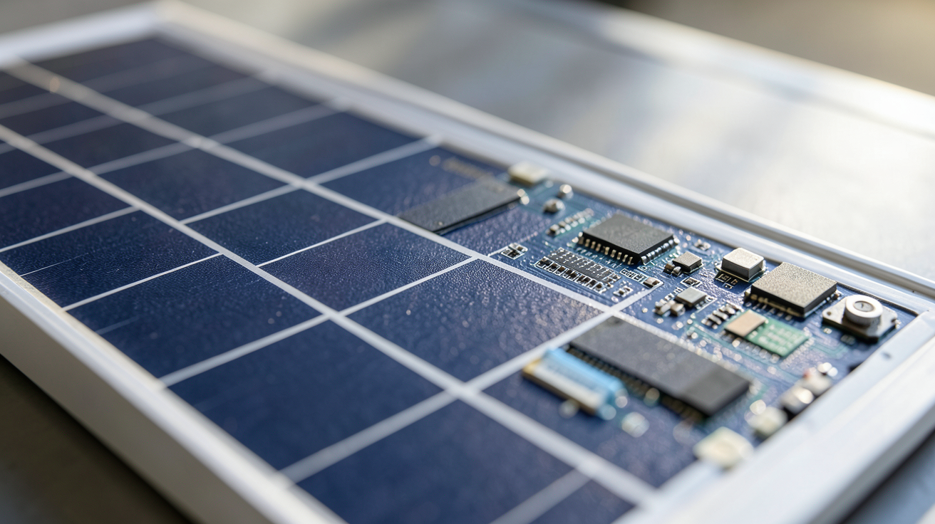 panneaux solaires photovoltaïques montrant les cellules de silicium et le fonctionnement technique détaillé