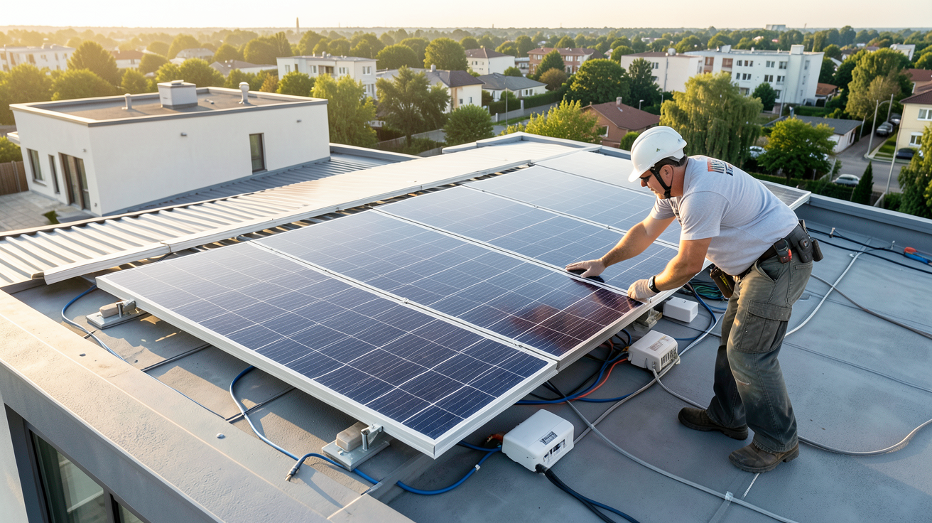 panneaux solaires photovoltaïques posés sur le toit d'une maison de 150m² pour illustrer le prix d'installation selon la surface