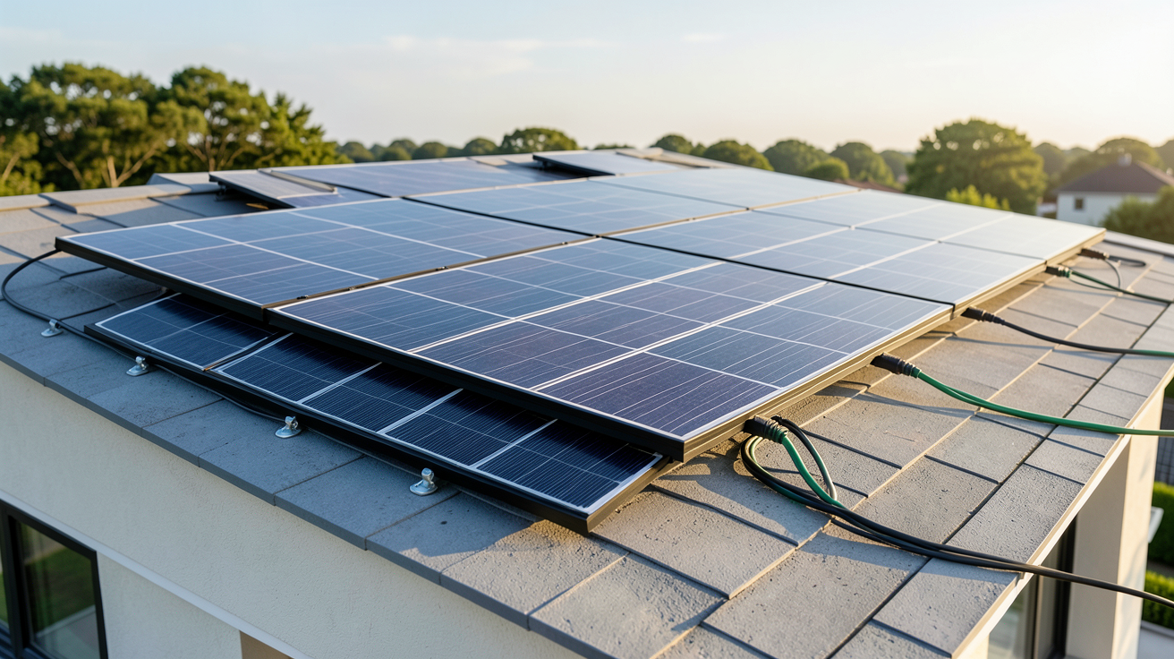 panneaux solaires plug and play installés sur le toit d'une maison individuelle