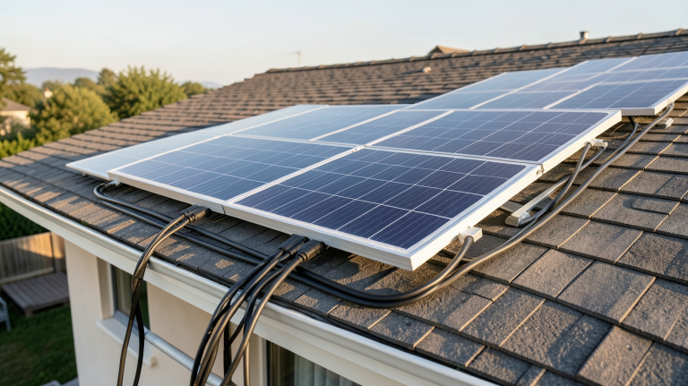 panneaux solaires plug and play installés sur le toit d'une maison individuelle