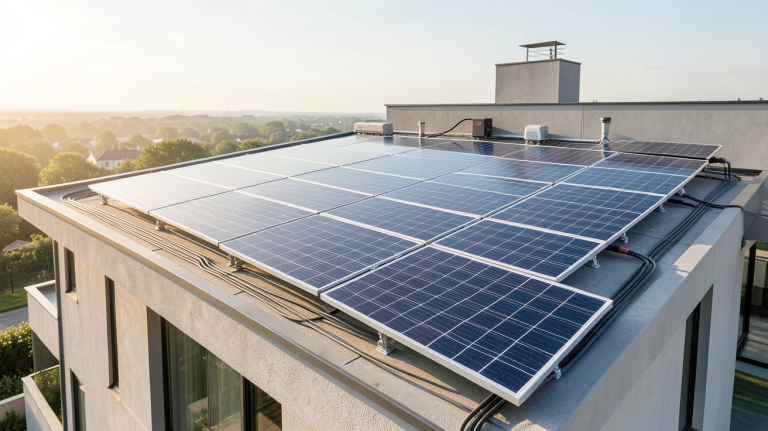 panneaux solaires rentables installés sur le toit d'une maison moderne