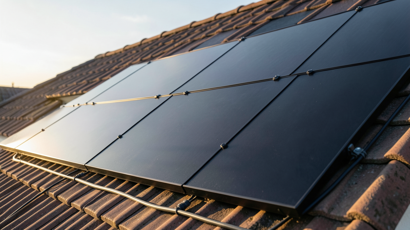 panneaux solaires souples installés sur une toiture inclinée pour évaluer les coûts et le retour sur investissement