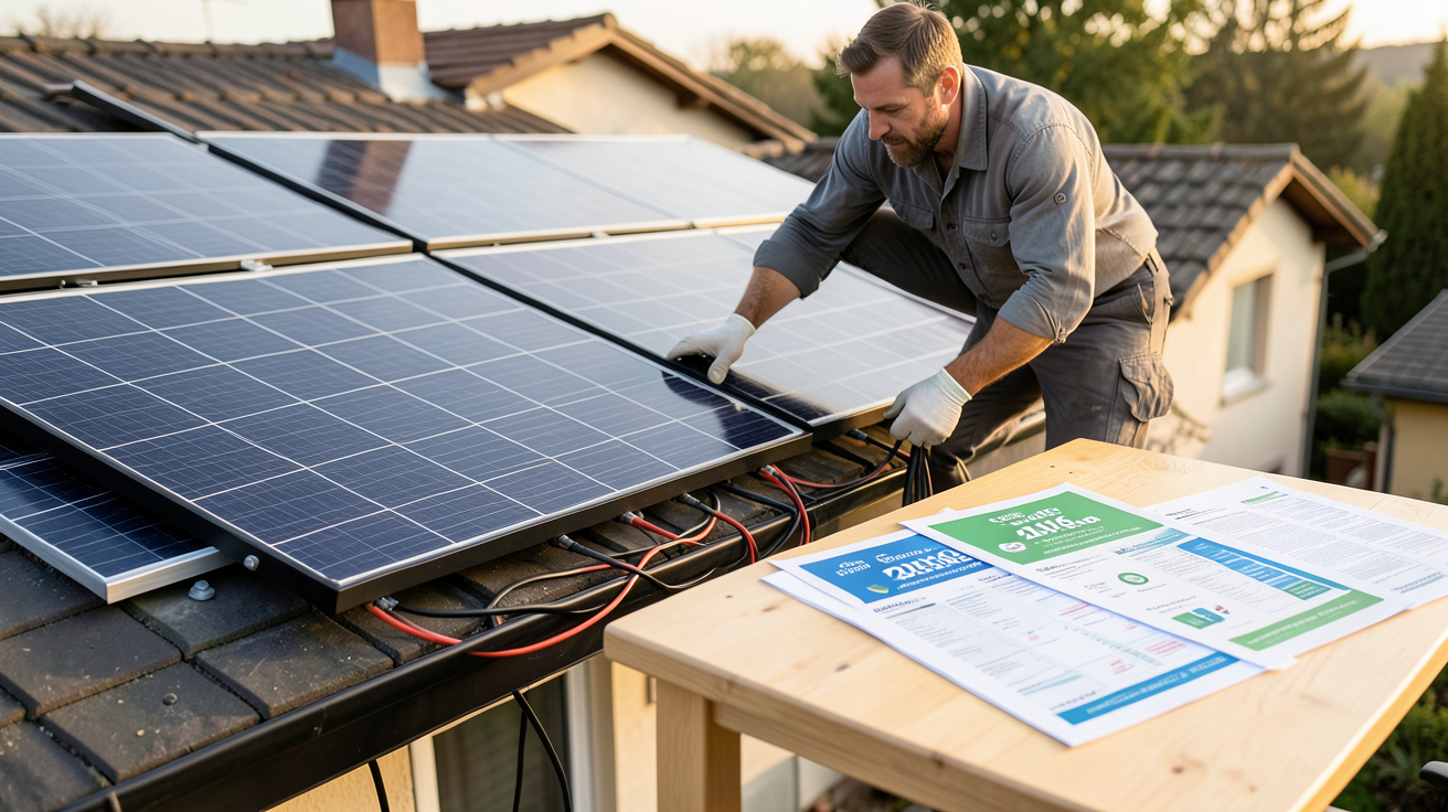 panneaux solaires subventionnés avec cumul des aides 2026 affichées sur des documents officiels