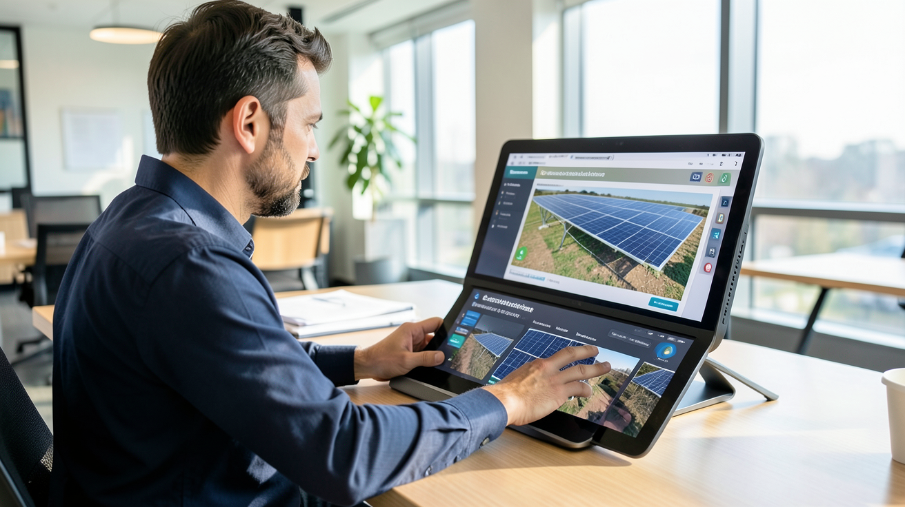 panneaux solaires subventionnés calcul des économies avec simulateur numérique sur tablette