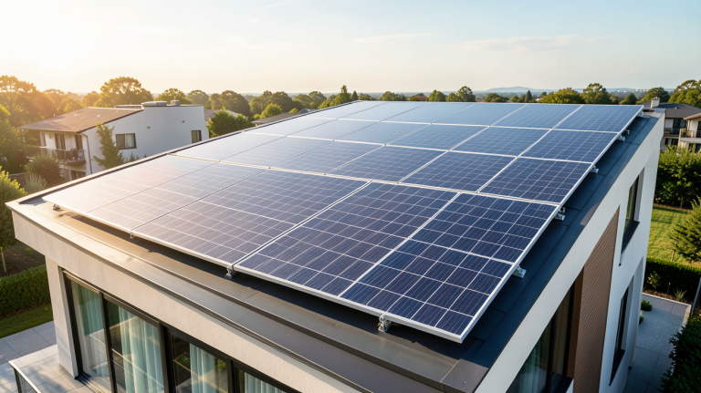 panneaux solaires sunpower installés sur le toit d'une maison moderne