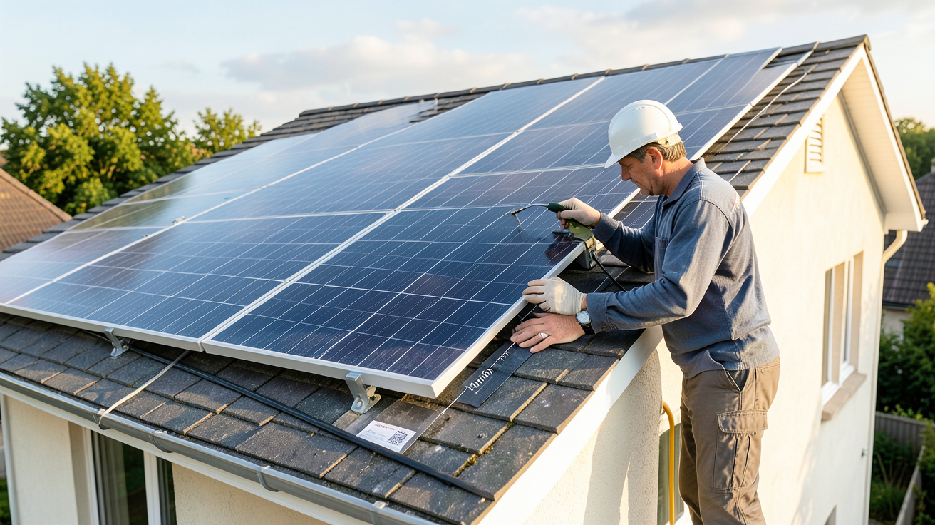 panneaux voltaïque étude de faisabilité installation toit maison technicien