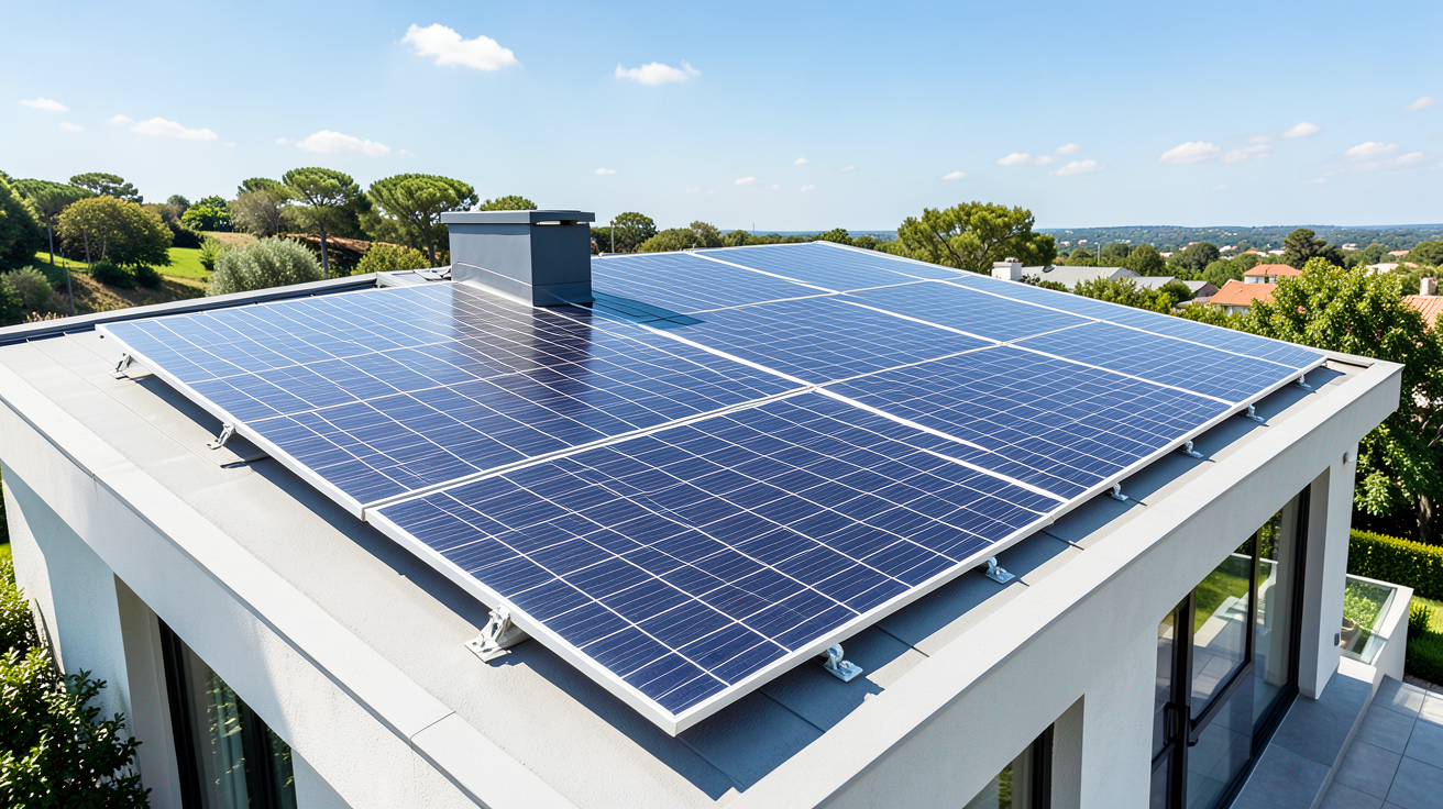 panneaux voltaiques prix représentés par des panneaux solaires installés sur un toit résidentiel