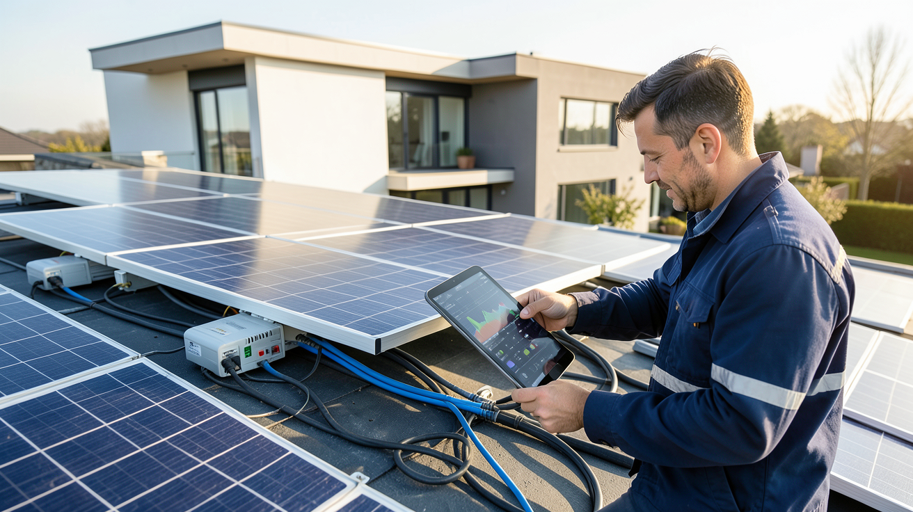 pano soler prix fourchettes 2024 installation panneaux solaires avec technicien analysant données