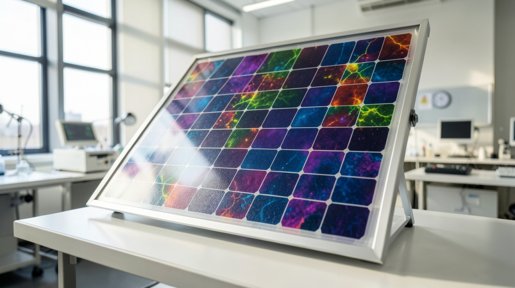 perovskite panneau solaire en laboratoire avec cellules photovoltaïques colorées
