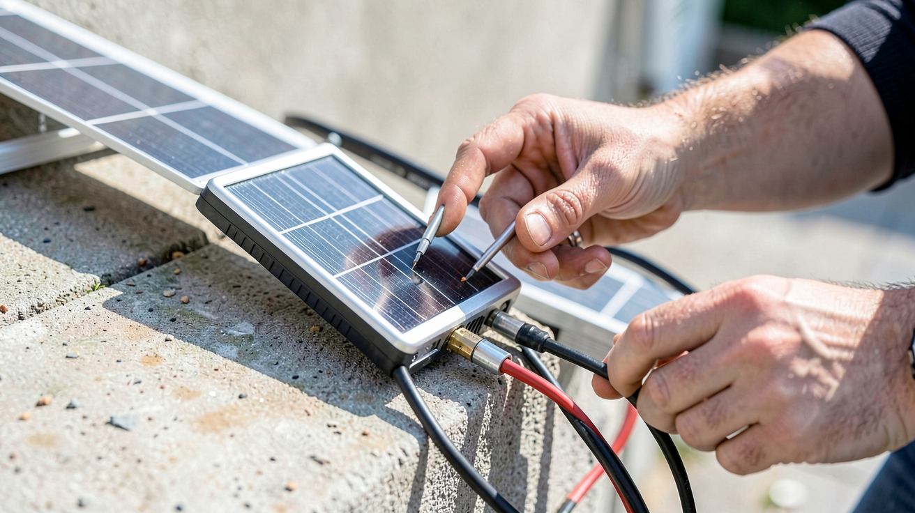 petit capteur solaire lors de son installation étape par étape