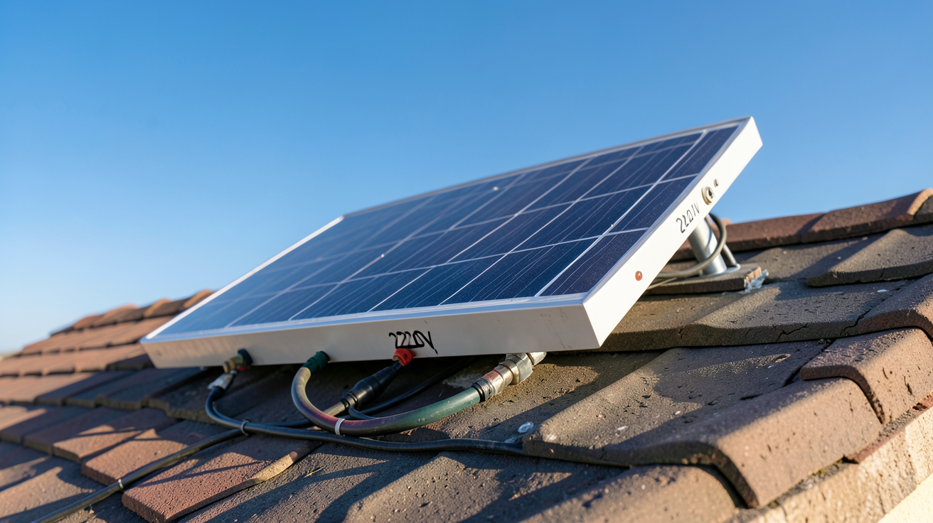 petit panneau solaire 220V installé sur un toit résidentiel pour calculer la rentabilité et le retour sur investissement
