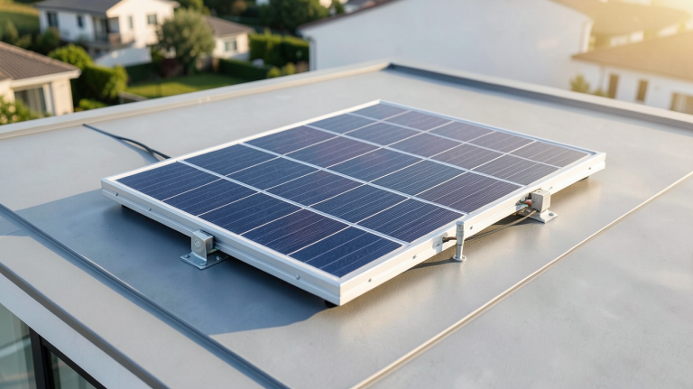 petit panneau solaire puissant installé sur le toit d'une maison moderne