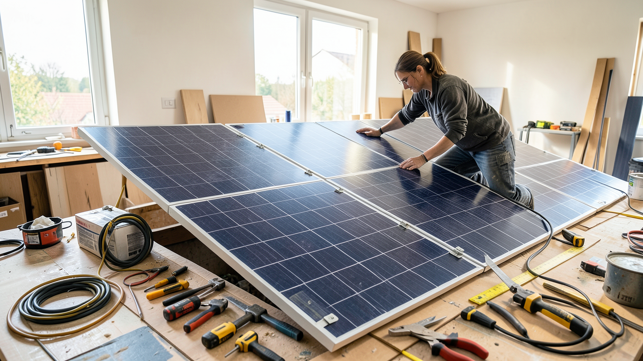 peut-on installer soi-même des panneaux photovoltaïques atelier de bricolage avec installation sur toit résidentiel