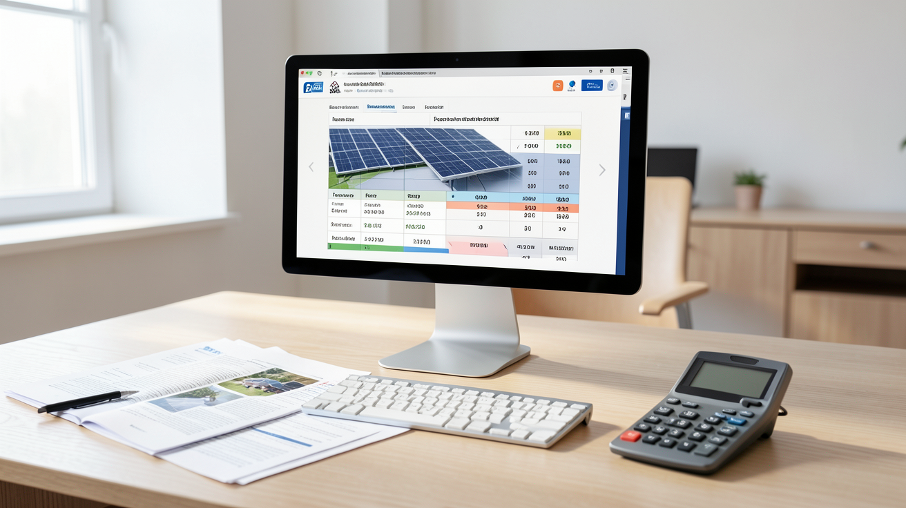 photovoltaïque 2022 calcul de la rentabilité et du retour sur investissement sur écran d'ordinateur