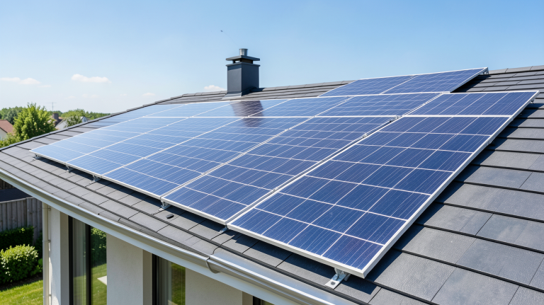 photovoltaique 3kwc installé sur le toit d'une maison moderne pour l'autoconsommation
