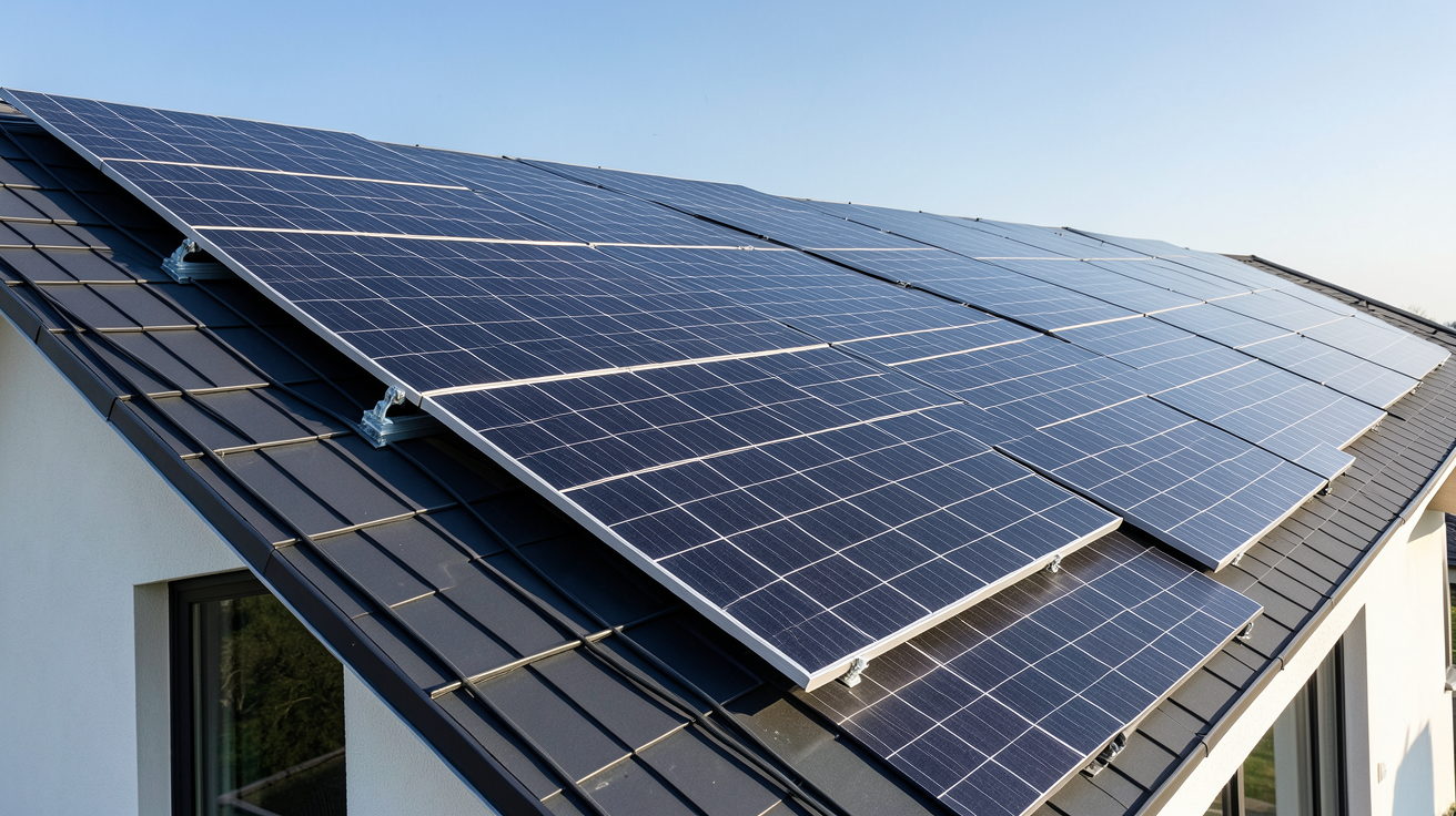 photovoltaïque 9 kW : installation de panneaux solaires sur une toiture inclinée avec calcul de surface nécessaire