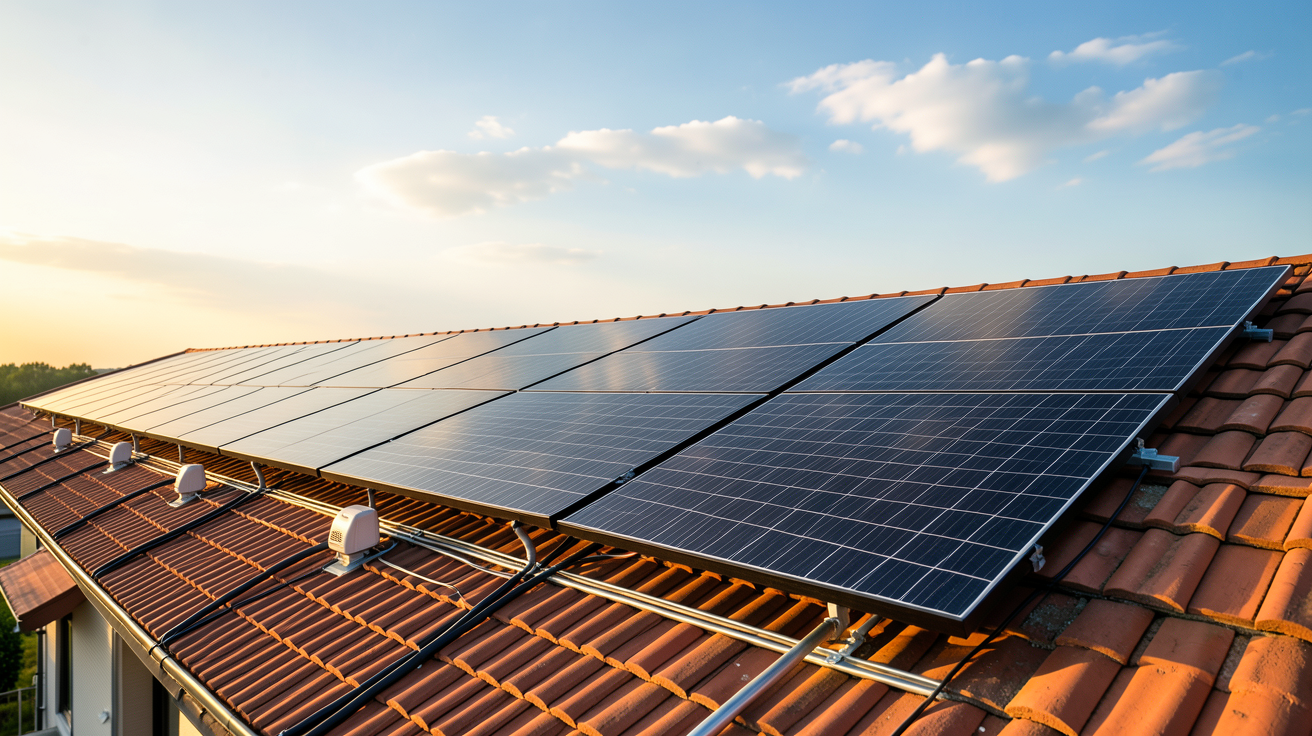 photovoltaïque agricole installé sur la toiture d'une ferme moderne