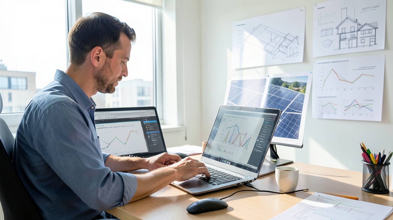 photovoltaïque autonome calcul de la puissance nécessaire pour l'autonomie électrique avec un installateur et un ordinateur portable
