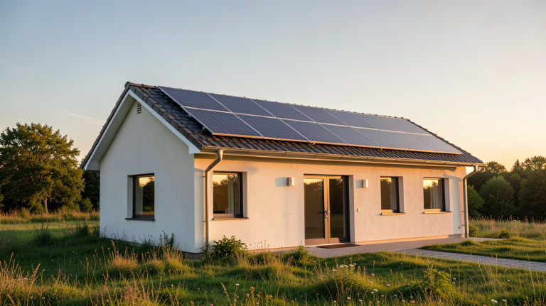 photovoltaïque autonomie totale d'une maison isolée équipée de panneaux solaires en autoconsommation complète