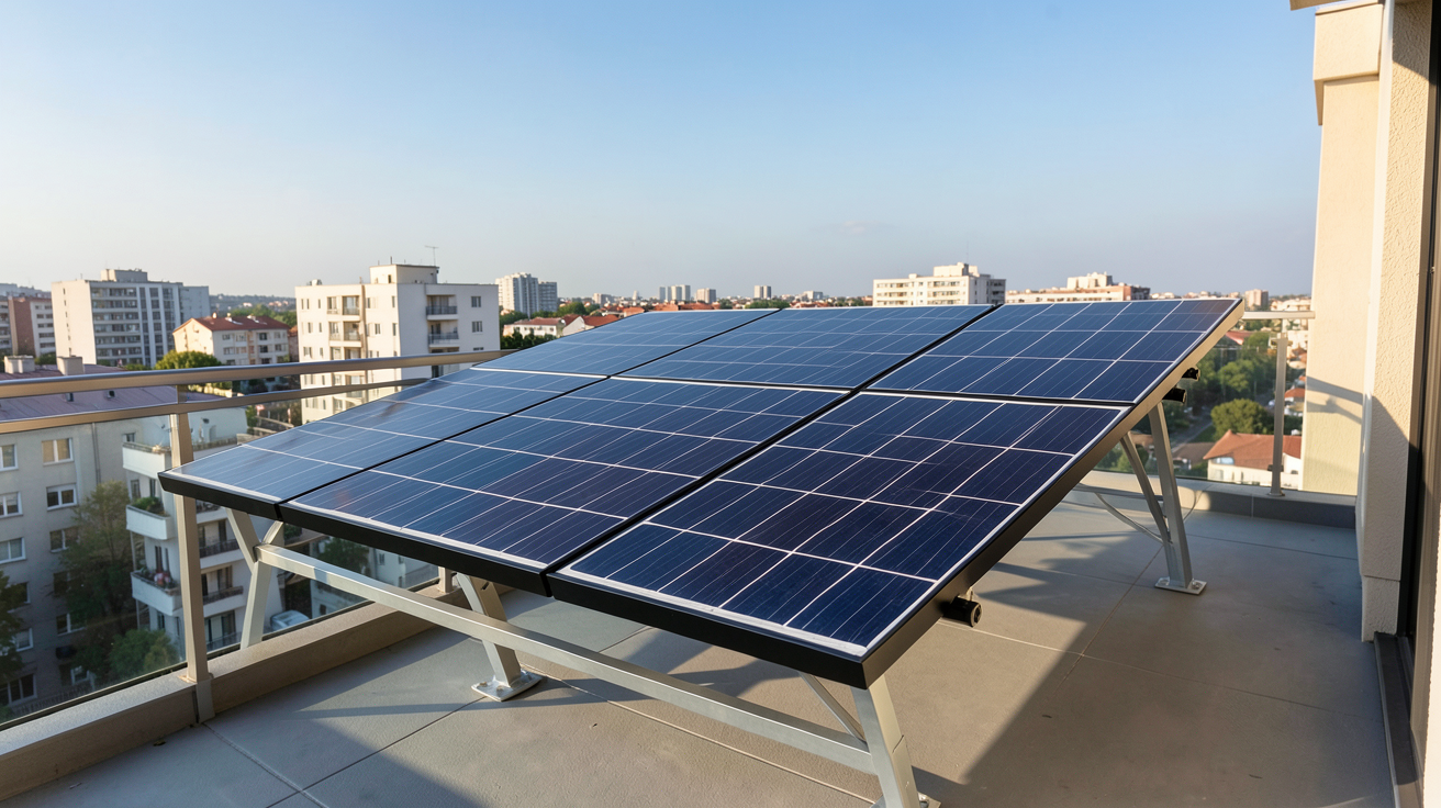 photovoltaïque balcon équipé d'un kit solaire moderne pour appartement en ville