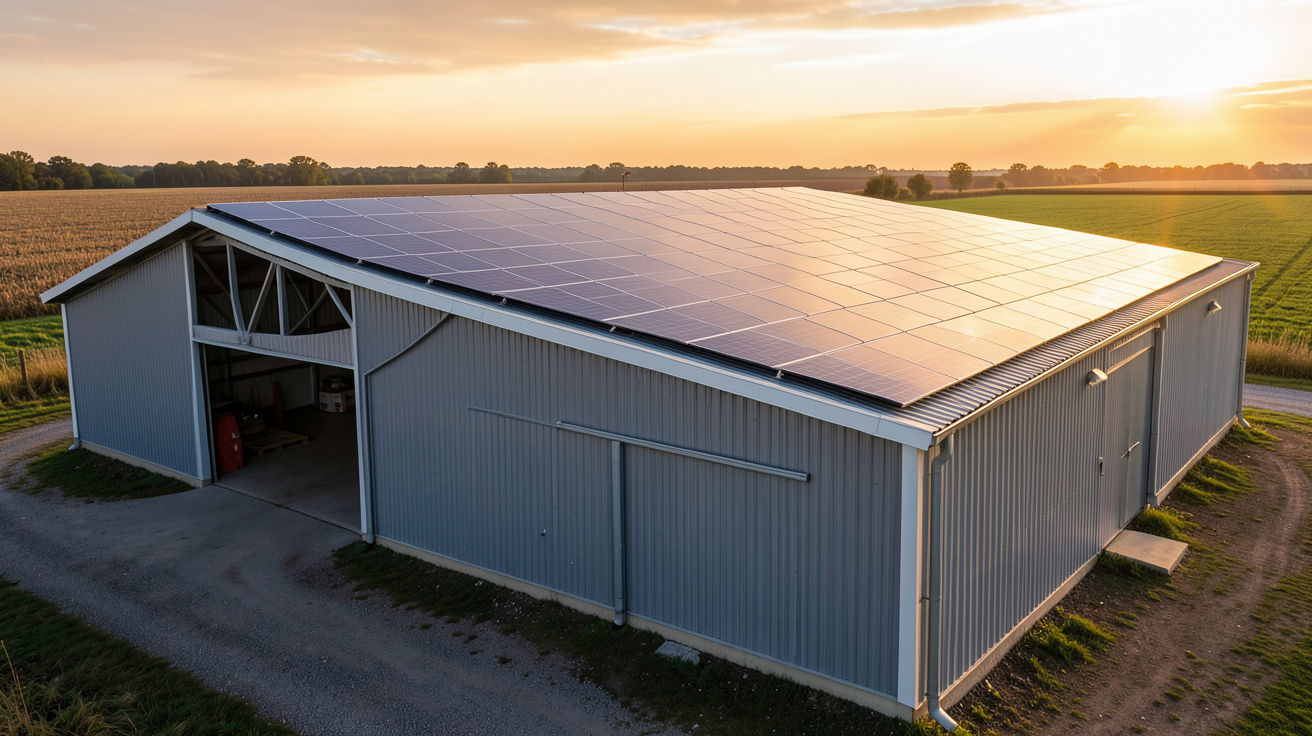 photovoltaique batiment agricole hangar solaire installé sur un bâtiment agricole
