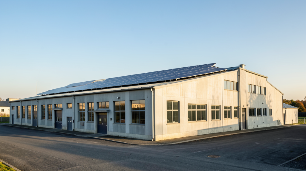 photovoltaïque sur le toit d'un bâtiment industriel moderne