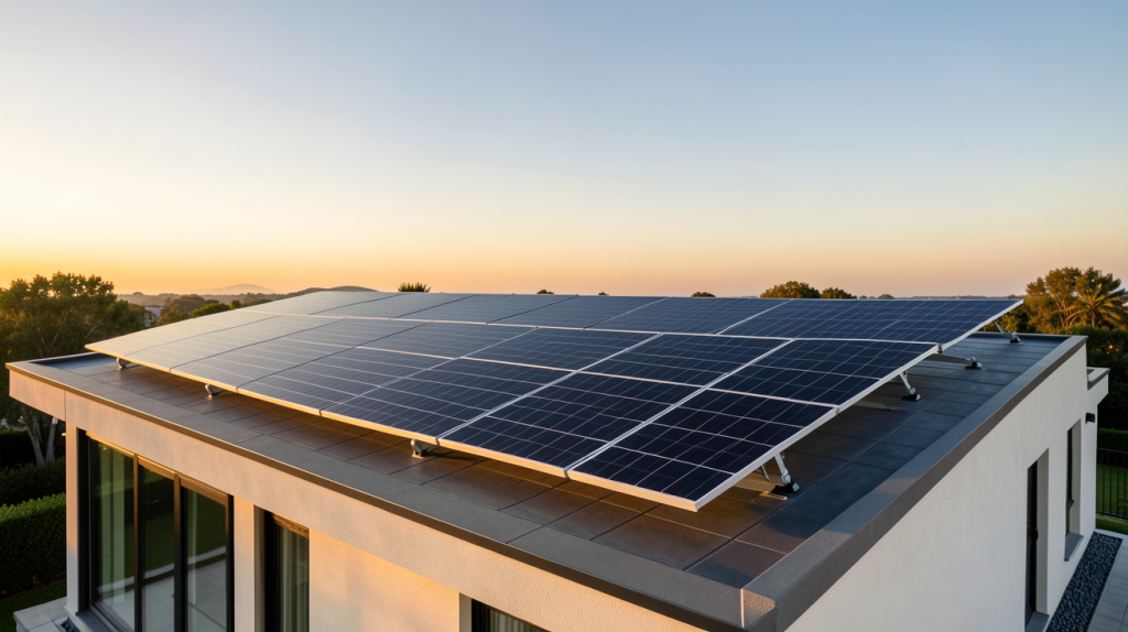 photovoltaïque en autoconsommation installé sur le toit d'une maison contemporaine