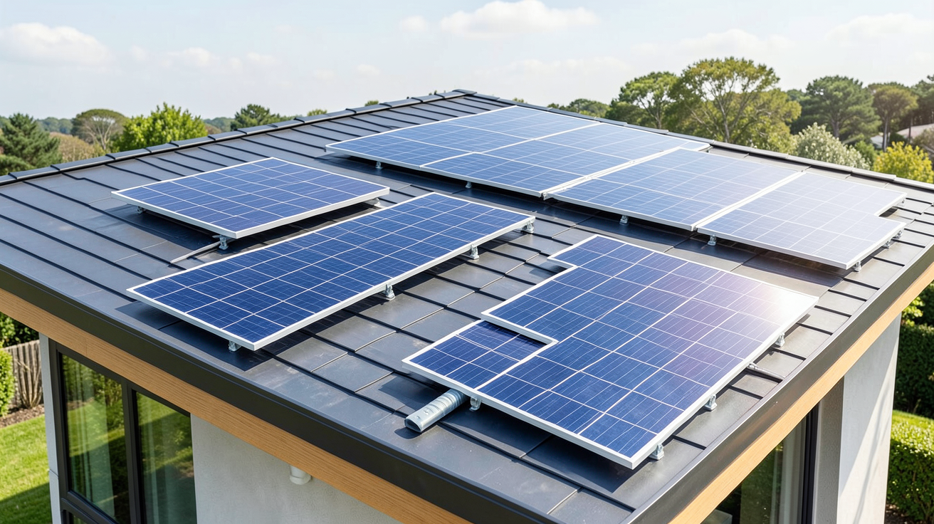 photovoltaique et solaire quatre types de panneaux sur toit maison moderne